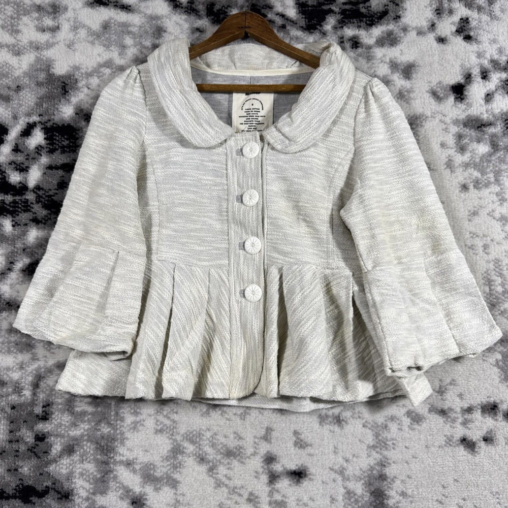 Allihop Jacket Womens Size Small Flare Sleeve Cotton Button Up Collared‎